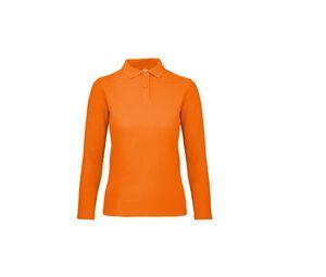 B&C ID1LW - Polo manches longues femme Orange