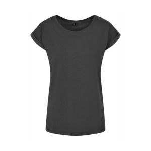 Build Your Brand BY021 - Ladies Extended Shoulder Tee Charcoal