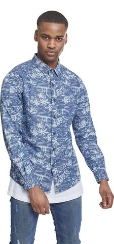 Urban Classics TB2200C - Printed Palm Denim Shirt