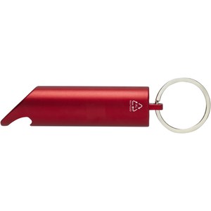 PF Concept 104574 - Flare RCS recycled aluminium IPX LED light and bottle opener with keychain Red