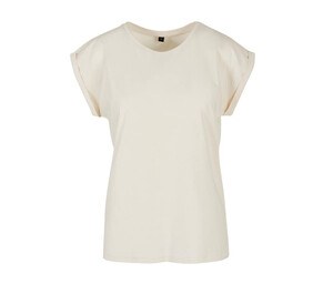 Build Your Brand BY021 - Ladies Extended Shoulder Tee whitesand