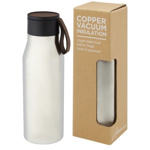 PF Concept 100668 - Ljungan 500 ml copper vacuum insulated stainless steel bottle with PU leather strap and lid